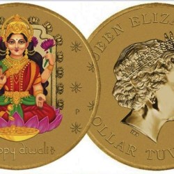 Alternative view of Tuvalu, 1 Dollar, 2019, Australia Post and Perth Mint PNC, Colour, Lakshmi – Diwali 2019.