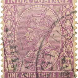 Postal Stamp of George V 1 Anna 3 Pies Pink Colour - Used Condition as per Image.