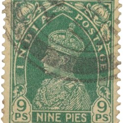 Postal Stamp of George VI 9 Pies Green Colour - Used Condition as per Image.