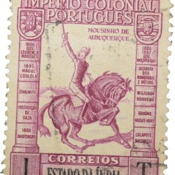Postal Stamp of India Portugues - Purple 1 Tanga Used as per Image.