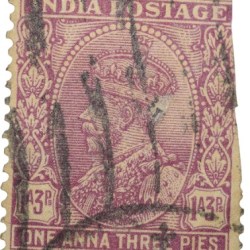 Postal Stamp of George V 1 Anna 3 Pies Pink Colour - Used Condition as per Image.