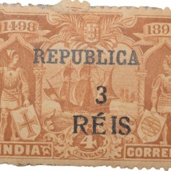 Postal Stamp of India Portugues - Brown Colour 4 Tangas - Over Printed in Black '3 Reis - Mint Un-Used as per Image.