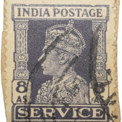 Postal Stamp of George VI 8 Annas Service Purple Colour - Used Condition as per Image.