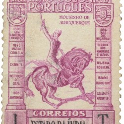 Postal Stamp of India Portugues - Purple 1 Tanga Used as per Image.