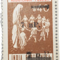 Postal Stamp of India Portugues - Assistencia Publica Cancelled and Over Printed Brown 7 New Paise by GOI, Mint Un-Used as per Image.