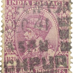 Postal Stamp of George V 1 Anna 3 Pies Pink Colour - Used Condition as per Image.