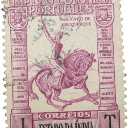 Postal Stamp of India Portugues - Purple 1 Tanga Used as per Image.