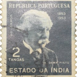 Postal Stamp of India Portugues - Black-White 2 Tangas Used as per Image.