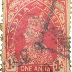 Postal Stamp of George VI 1 Anna Red Colour - Used Condition as per Image.