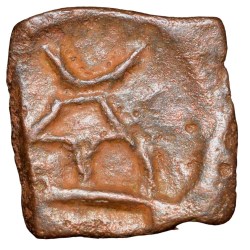 Copper Punch-Marked from Prakashe Region (3rd - 2nd Cen. BC) with Crescent above 3-Arched Hill