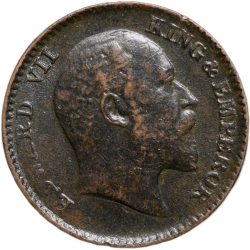 Bronze 1/12 Anna of Edward VII (AD 1907) of Calcutta Mint in Beautiful Grade