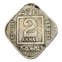 British India Cu/Ni 2 ANNAS Year 1919 King GEORGE-V Collectable Grade.