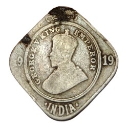 Alternative view of British India Cu/Ni 2 ANNAS Year 1919 King GEORGE-V Collectable Grade.