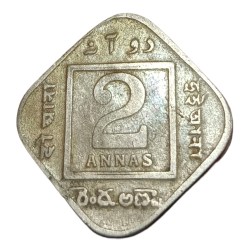 British India Cu/Ni 2 ANNAS Year 1928 King GEORGE-V Collectable Grade.