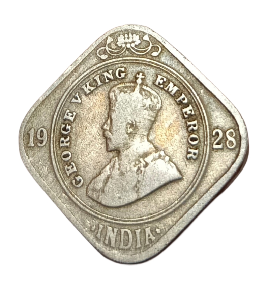 British India Cu/Ni 2 ANNAS Year 1928 King GEORGE-V Collectable Grade. - Image 2