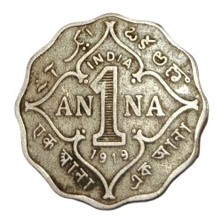 British India Cu/Ni 1 Anna Year 1919 King George-V Collectable Grade.