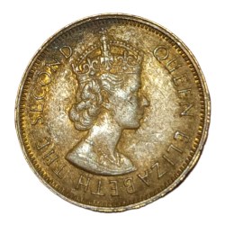 Alternative view of HONG KONG Ni/Brs TEN CENTS Year 1964 Queen ELIZABETH-II **SCARE** High AUNC Grade.
