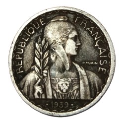 FRENCH INDOCHINA Cu/Ni 20 CENTIMES Year 1939 Albert Lebrun of France High Collectable Grade.