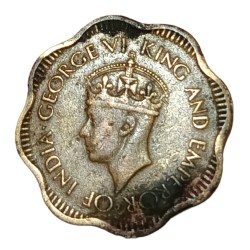 Alternative view of CEYLON British Colony India Brass 10 CENTS Year 1944 King GEORGE-VI **V.SCARE** Collectable Grade.