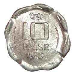 10 Paisa Aluminium Year 1985 Calcutta Mint BROAD STRUCK Error in Top UNC Grade.