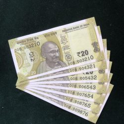 Rs 20/- India Banknote Semi Solid Set 00 Same Prefix 003210 to 009876 Gem Unc Unique and Rare