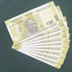 Rs 20/- India Banknote Semi Solid Set 00 Same Prefix 010000 To 090000 Gem Unc Unique and Rare