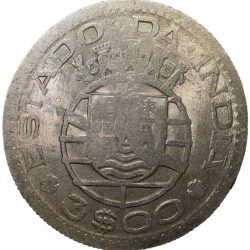 Alternative view of Copper-Nickel 3 Escudos of Portuguesa (AD 1959) Scarce KM34