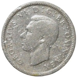 Alternative view of Silver (50%) 6 Pence of George V (AD 1942) from Great Brittain