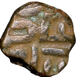 Copper 1/2 Falus of Akbar(AD1556-1605) from Malwa Region Kalima Type