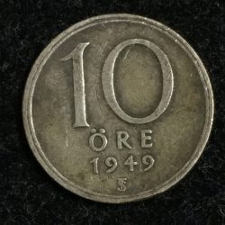 Sweden 10 Öre 1949 - Gustaf V Rare Silver Coin # I-198