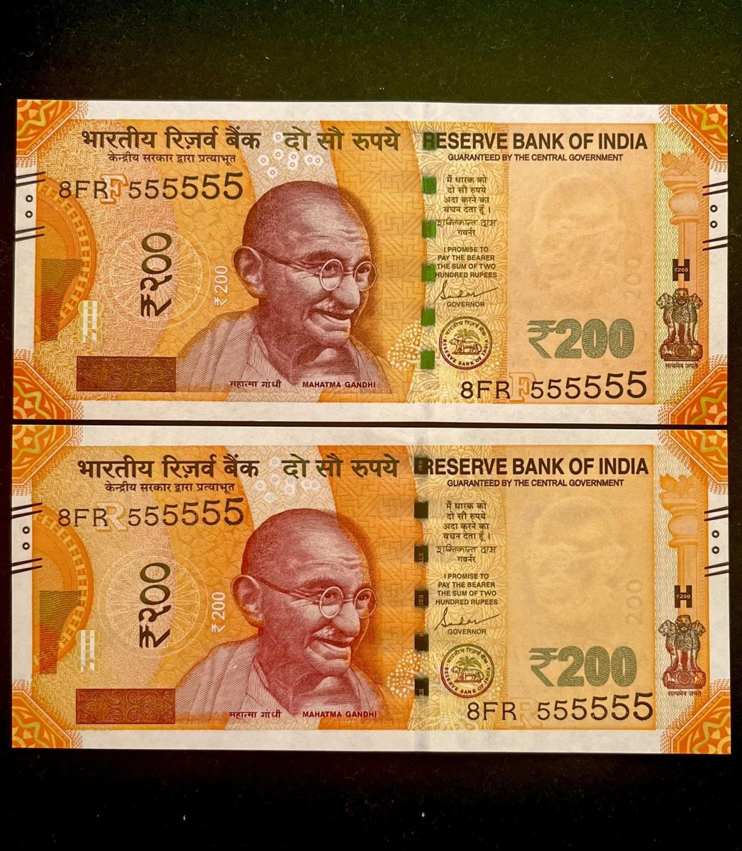 Rs 200 India Banknote Twin Set Super Solid 8FR 555555 Gem Unc Unique and Rare