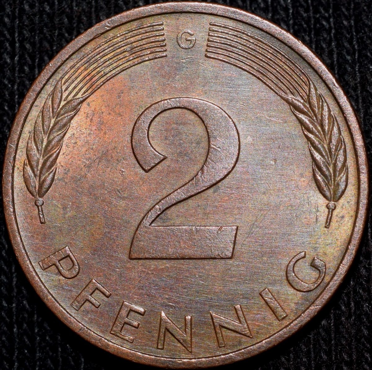 Brass 2 Pfenning of Germany (AD 1977) with Oak Sapling - Image 2