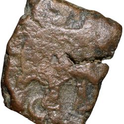 Copper Coin of Satavahan Dynasty (1st Cen. BC) from Vidarbha(Pusad) with Swastik above Elephant walking right