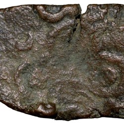 Alternative view of Copper Coin of Satavahan Dynasty (1st Cen. BC) from Vidarbha(Pusad) with Swastik above Elephant walking right