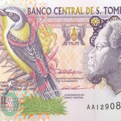5000 Dobras of Sao Tome E Principe Country (AD 1996) with Papa Figo bird UNC Grade