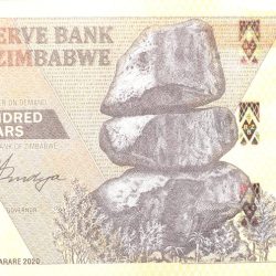 Alternative view of 100 Dollars of Zimbabwe Country (AD 2021) with The Big Baobab Tree at Victoria Falls