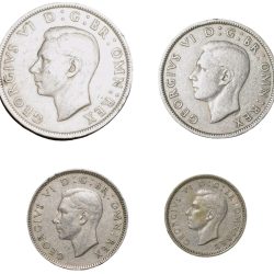 Alternative view of Set of 4 Different Copper-Nickel 1/2 Crown - 2 Shillings, 1 Shiling & 6 Pence of George VI (AD 1949) from Great Brittain