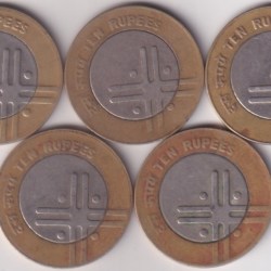 Alternative view of Unity in Diversity 10 Rs 2006 Cross 5 Coins Lot