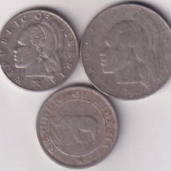 Alternative view of 2 cents 50 cents and 1 dollar of liberia nickel 3 coins set