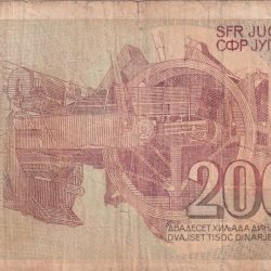 Alternative view of Yugoslavia 20 000 Dinara Normal Side CUT World Note #B-2