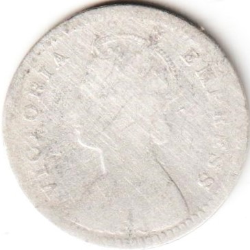 Rare Two Anna 1890 Silver Coin of Victoria Empress British India Coinage - Image 2