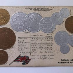 Empire British India & Ceylon 1st Day Postcard issues 0f all Circulating Coins printed in Germany