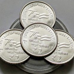 NEW ISSUE 2 Rs 75th Years Of Independence Coin 2024 Hyderabad Coin UNC AKAM