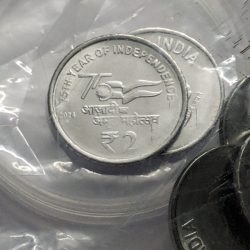 2 RS 75TH Years Of Independence Hyderabad Mint Sealed Packet 50 Coins UNC RARE