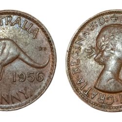 AUSTRALIA Bronze ONE PENNY Year 1956 Queen ELIZABETH-II "Big Size" High Collectable Grade.
