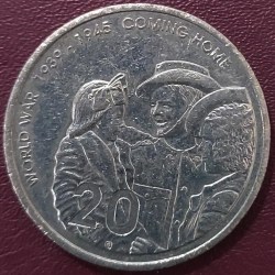 Australia, 20 Cents, 2005, KM# 745, 60th Anniversary of World War II - Coming Home, Fine Condition.
