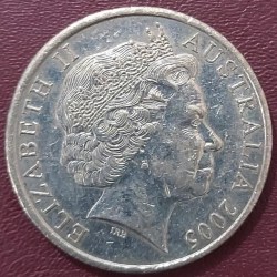 Alternative view of Australia, 20 Cents, 2005, KM# 745, 60th Anniversary of World War II - Coming Home, Fine Condition.