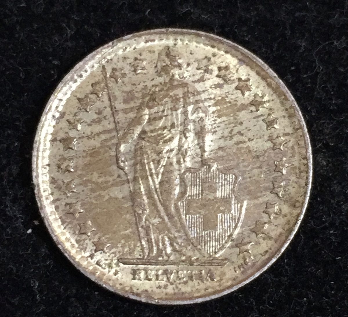 Switzerland ½ Franc (1959) Helvetia standing; rare silver (Weight 2.5 g) Coin #A-26 - Image 2