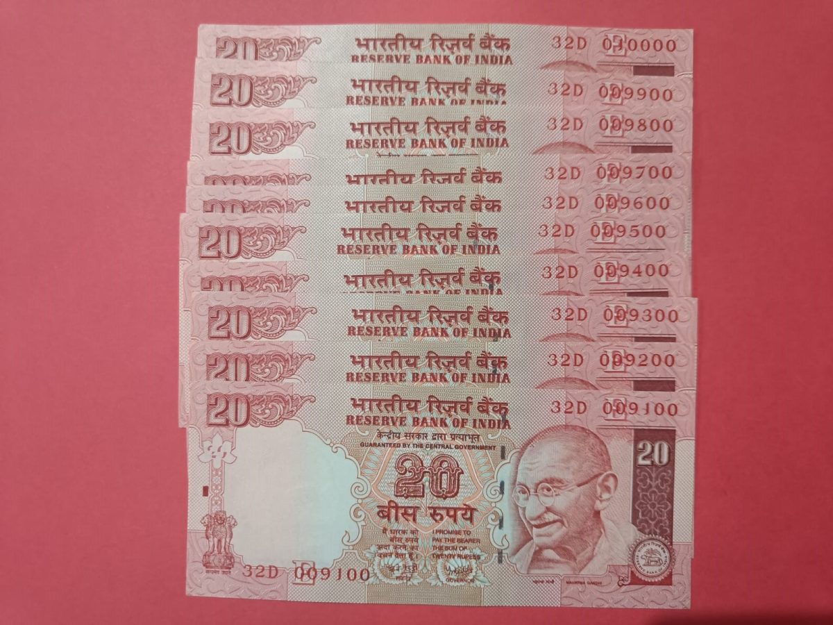 20 Rs Y V Reddy Governor Starting Lower Serial Number and end with 100 Fancy Number