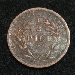 Alternative view of 1853 India - British ½ Pice - Victoria rare Coin #A-45